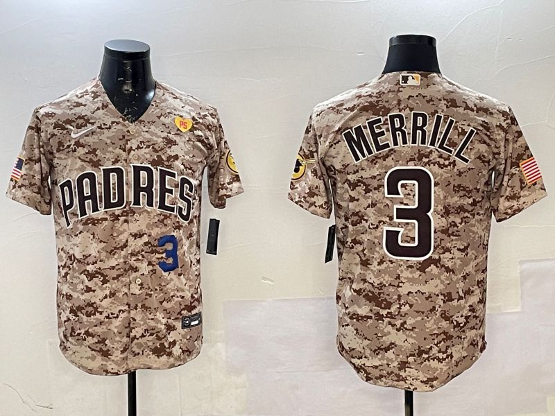 Men San Diego Padres 3 Merrill Camo Game 2025 Nike MLB Jersey style 3